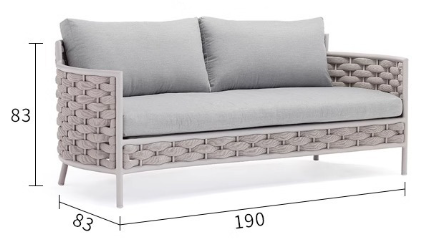 โซฟาสนาม 3 ที่นั่ง BUNISE รุ่น P56 ขนาด 190×83×83 ซม. สีเทา_1